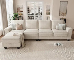 Sectional Sofa Couch for Living Room, 106 Inches L Shaped Couch with Storage, 5 Seater Corduroy Home Sofas, Modern Couches with
