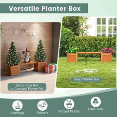 Outdoor Bench  Wood Raised Garden Bed with Open Base, Weather-Resistant Deep Planter Boxes for Flowers Fruit Vegetable