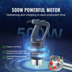 SucceBuy Commercial Immersion Blender 500W 16inch Stepless Variable Speed Multi-Purpose for Soup Sauces Mashed Potatoes Cream