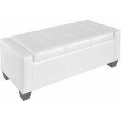 Large 51" Storage Ottoman, Tufted Faux Leather Storage Bench for Living Room, Entryway, or Bedroom