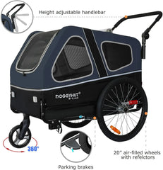 S-Line XL Pet Bike Trailer & Stroller for Dogs Up to 100 lbs,Folding Frame Cart, Suspension Wheels,Low Center of Gravity