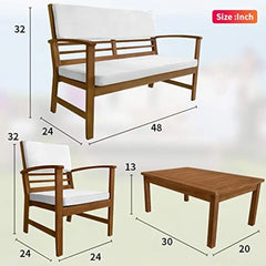 Patio Conversation Set Patio Furniture Patio Sofa and Outdoor Chat Set 4-Piece Acacia Wood Outdoor Seating Set