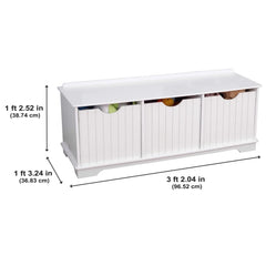 Nantucket Wood Storage Bench with Removable Bins Indoor Seating Toy Organizer Kids Furniture Playroom Storage Solution
