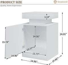 Nightstand Set of 2 with LED Lights,Night Stand with Storage Cabinet for Bedroom,Bedside Table with LED, White