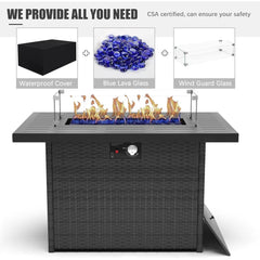 Aluminum Furniture Set with Fire Pit Table, Patio Sectional Conversation Chat Sofa Modern Seating Set