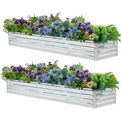 2 Pack 6x3x1FT Galvanized Raised Garden Beds Kit Outdoor Metal Gardening Planter Box For Vegetable Elevated Flower Herbs