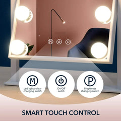 FENCHILIN Hollywood Mirror with Lights, Smart Touch Control, 3-Color Dimmable Lighted Vanity Makeup Mirror