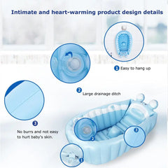 Baby Bathtub With Air Pump Portable Newborn Toddler Bathing Tub With Air Pump Collapsible Shower Basin For Boys And Girls Home
