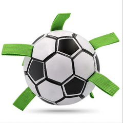 1pc Durable Football Design Pet Toy With Straps Dog Chewing Ball Toy For Training Playing Teeth Cleaning, Interactive Fetch Pet