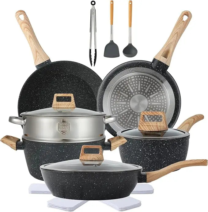 16PCS Pots and Pans Set Non Stick Cookware Set Nonstick with Cooking Set (white, 16pieces)