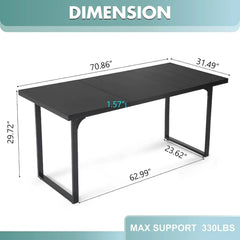 70.86” Modern Wood Dining Table for 6 – Rectangular Dinner Table with Metal Legs