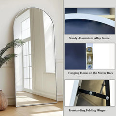 Arched  Full Length Mirror, 71"X26", Large Floor Mirror with Stand,Full Body Mirrors Standing Mirrors for Leaning or Hanging