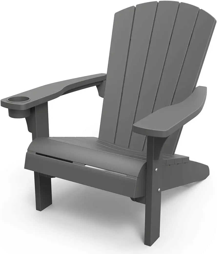 Alpine Adirondack Resin Outdoor Furniture Patio Chairs with Cup Holder-Perfect for Beach, Pool, and Fire Pit Seating