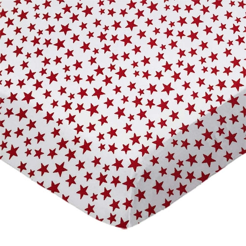 SheetWorld Fitted Bassinet Sheet - 100% Cotton Woven - Red Stars, Made