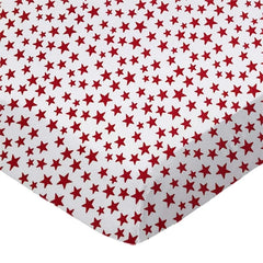 SheetWorld Fitted Bassinet Sheet - 100% Cotton Woven - Red Stars, Made