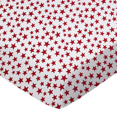 SheetWorld Fitted Bassinet Sheet - 100% Cotton Woven - Red Stars, Made