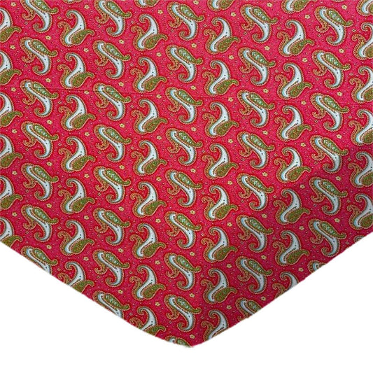 SheetWorld Fitted Bassinet Sheet - 100% Cotton Woven - Paisley Red,