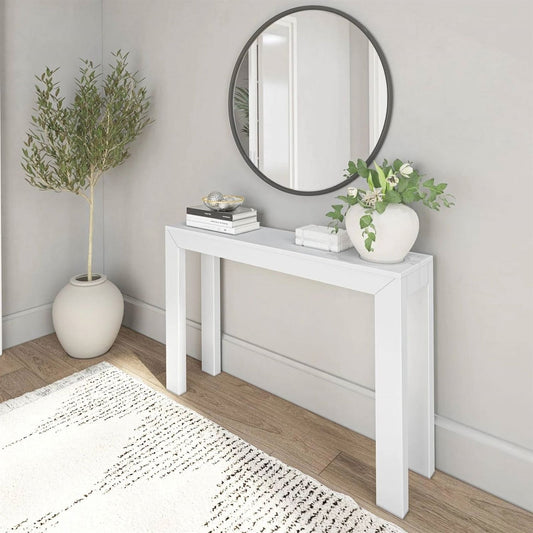 Solid Wooden Modern Accent Console Table / Sofa Table in White Wood