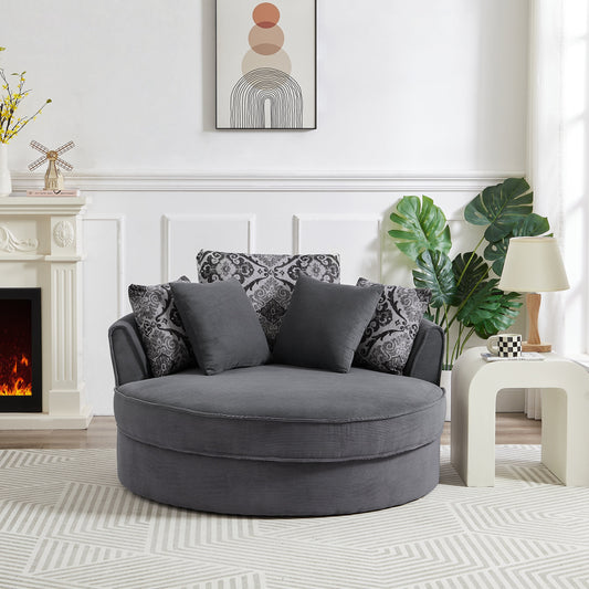 Swivel Accent Barrel Chair with 5 Movable Pillow 360 Degree Swivel