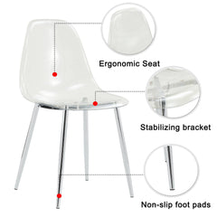 Modern minimalist transparent dining chair, plastic chair, armless