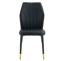 4 modern dining chairs with stylish PU patterned backrest and black