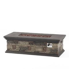Contemporary Rectangle MGO Fire Pit 50,000 BTU Stone Gray Magnesium