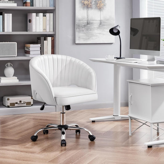 Home Office Chair, Faux Leather Desk Chair, Modern Swivel Chair with