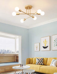 Modern Sputnik Chandelier, 6-Light Ceiling Light, 6 LED Light Bulbs