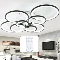 Modern LED Ceiling Light Fixture with Remote Control, Clear Acrylic Shade, Semi Flush Mount Ceiling Light Chandelier 8 Head
