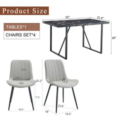 Table and chair set.Modern Black Marble Pattern MDF Dining Table