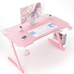 Gaming Computer Desk with Carbon Fiber Surface, Gaming Table Z Shaped