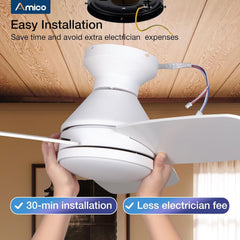 Ceiling Fans with Lights, 42 Inch Low Profile Ceiling Fan with Light