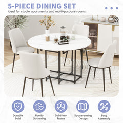 Space-Saving 5-Piece Extendable Kitchen Dining Table Set for Small