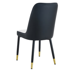 Modern Two-Tone PU Dining Chairs with Gold Decorated Legs - White and