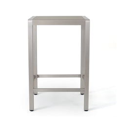 43' Outdoor Aluminum Frame Bar Table with Glass Table Top, Grey Finish