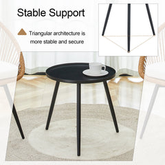 Modern 3-Piece Set: 17.7' Anti-Spill Round Coffee Table + 2 Rattan