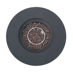 Modern Lightweight Concrete Outdoor Circular Fire Pit 50,000 BTU Dark