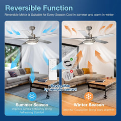 Ceiling Fan with Lights Remote Control, 52 Inch, Brushed Nickel