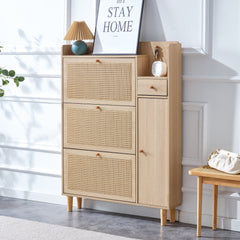 Modern minimalist storage cabinet, Japanese rattan shoe cabinet, bed