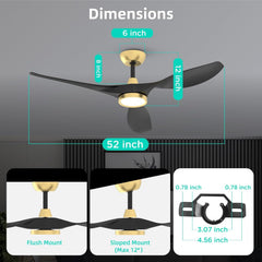 Large Airflow Indoor Ceiling Fan with Light