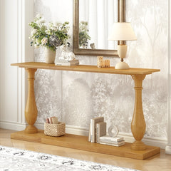 Vintage Sofa Table Console Table with Luxurious Pine Veneer and