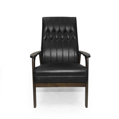39' Mid Century Modern Upholstered Accent Chair in Matte Black Faux