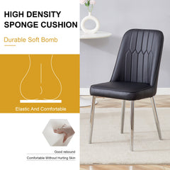 Modern Dining Chairs Set of 4 with PU Leather Backrest and Silver