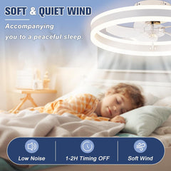 Low Profile Ceiling Fans with Lights and Remote, 19.7In Flush Mount