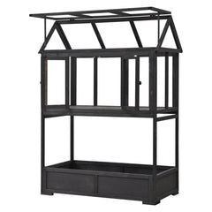 Garden Wood Portable Cold Frame with Movable Wheels Mini Greenhouse