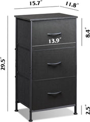 Dresser with 3 Drawers, Fabric Nightstand, Organizer Unit, Storage
