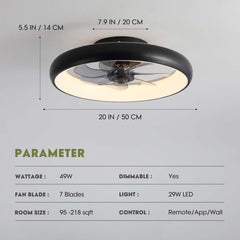 Ceiling Fans with Lights, 20" Flush Mount Ceiling Fan with Remote &