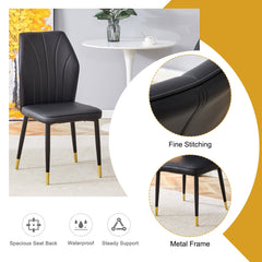 4 modern dining chairs with stylish PU patterned backrest and black