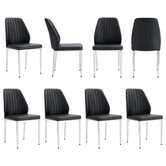 Set of 8 Black PU Comfort Dining Chairs with Extended Backrest and