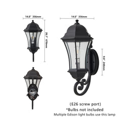 1-Pack Outdoor Wall Lantern with Dusk to Dawn Sensor, Black